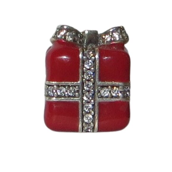 Pandora Christmas Sparkling Surprise Clear CZ Red Enamel SS .925 Charm 791772CZ - Picture 2 of 6